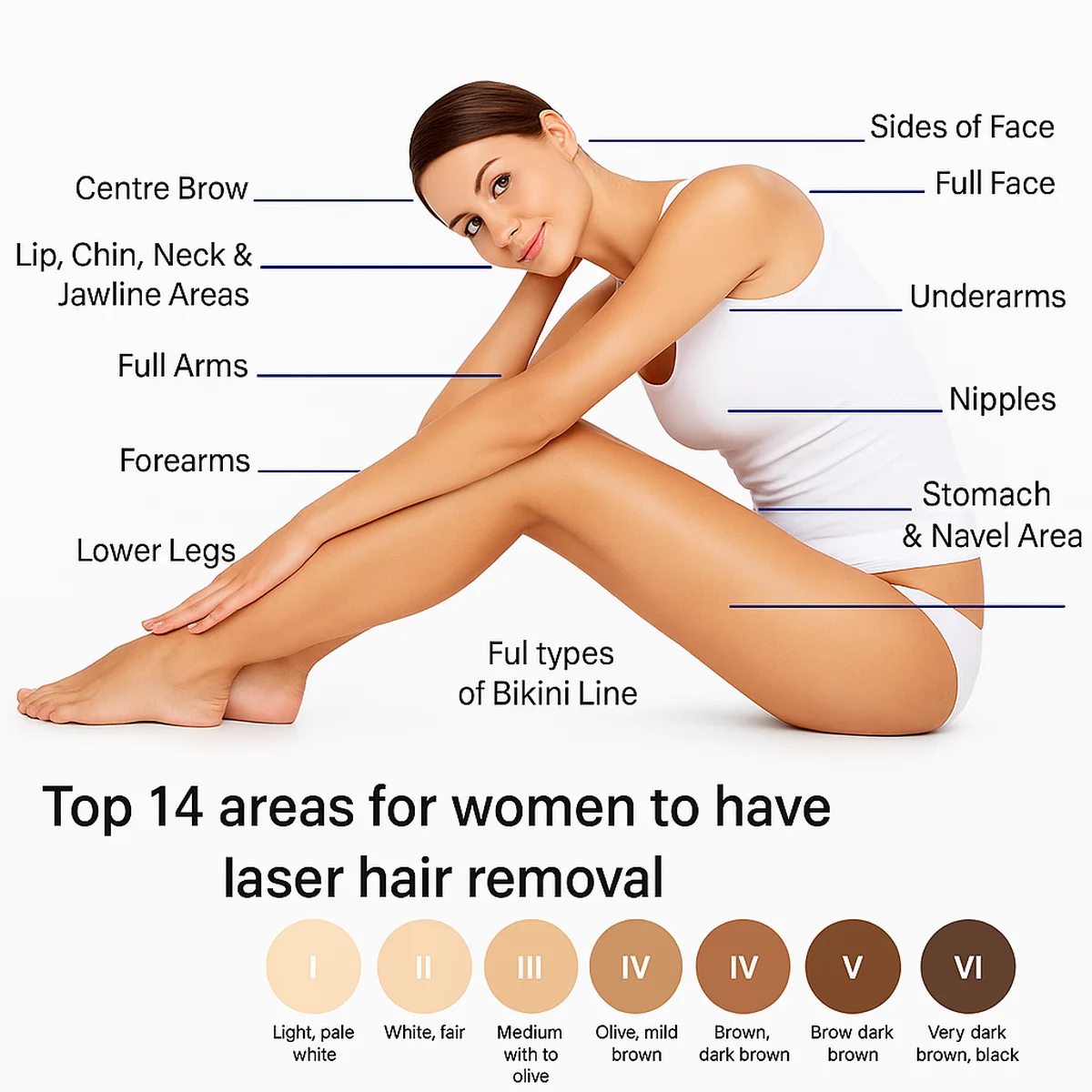 Top areas for laser hair removal